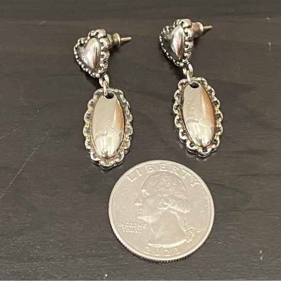 Designer Collection Silver-tone Heart Drop Dangle Earrings - Picture 6 of 10